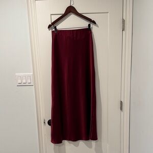 Satin Maxi Slip Skirt in Deep Burgundy